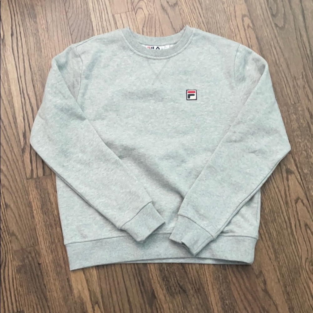 Grey Fila crew neck sweater. Size small.